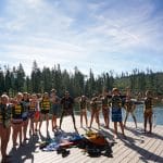 Kids posing strong on dock