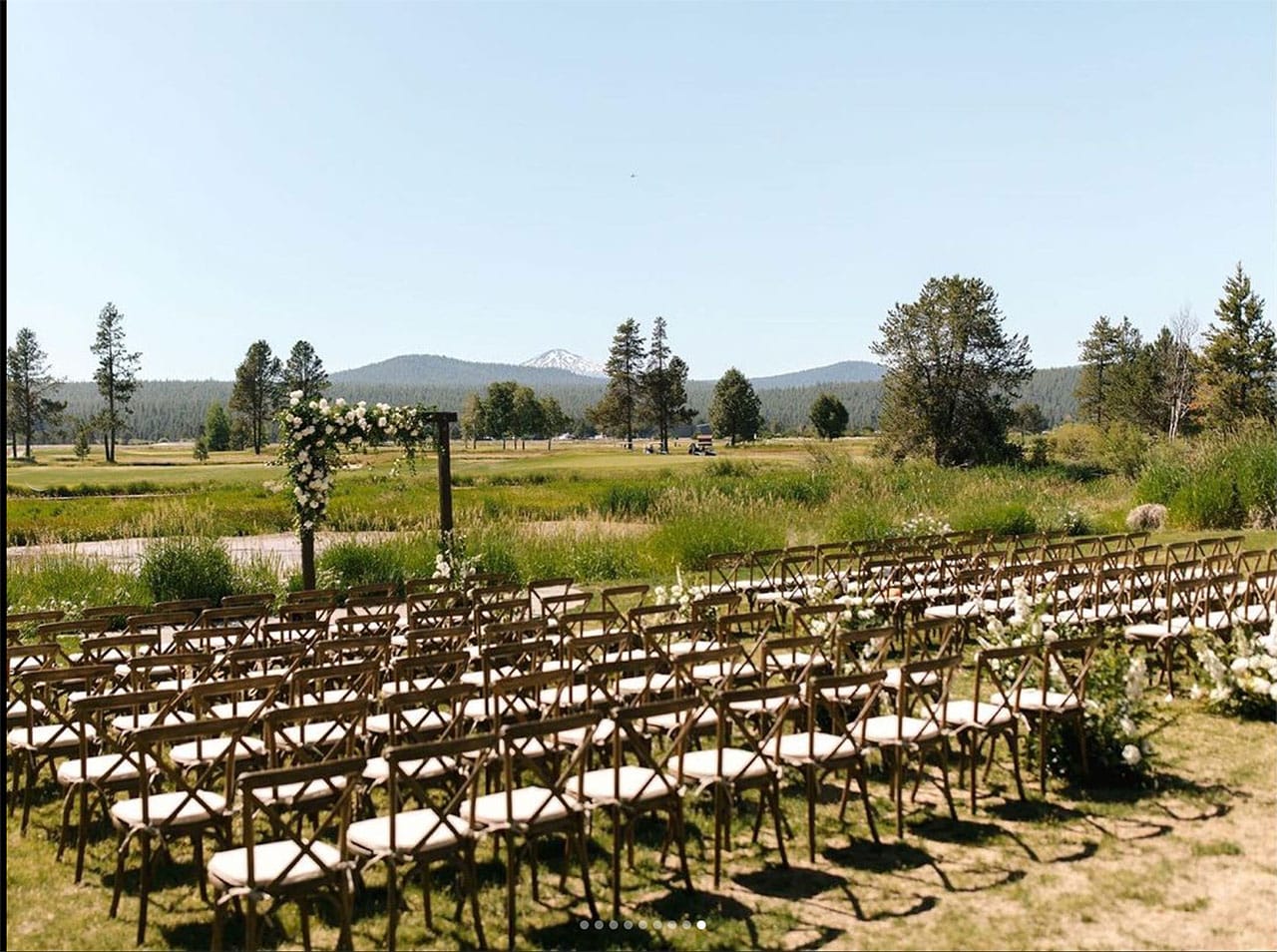 Sunriver outdoor venue setup for wedding