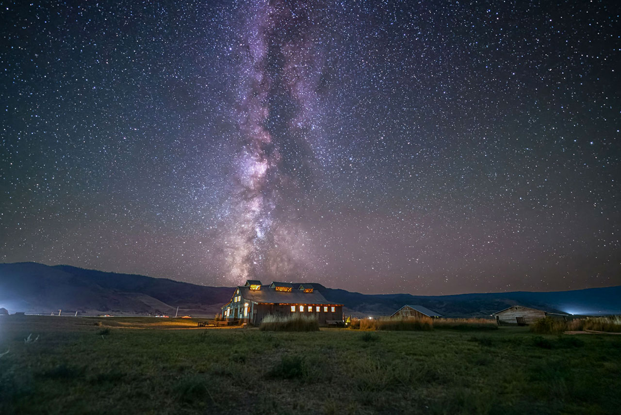 Milky way over hot springs