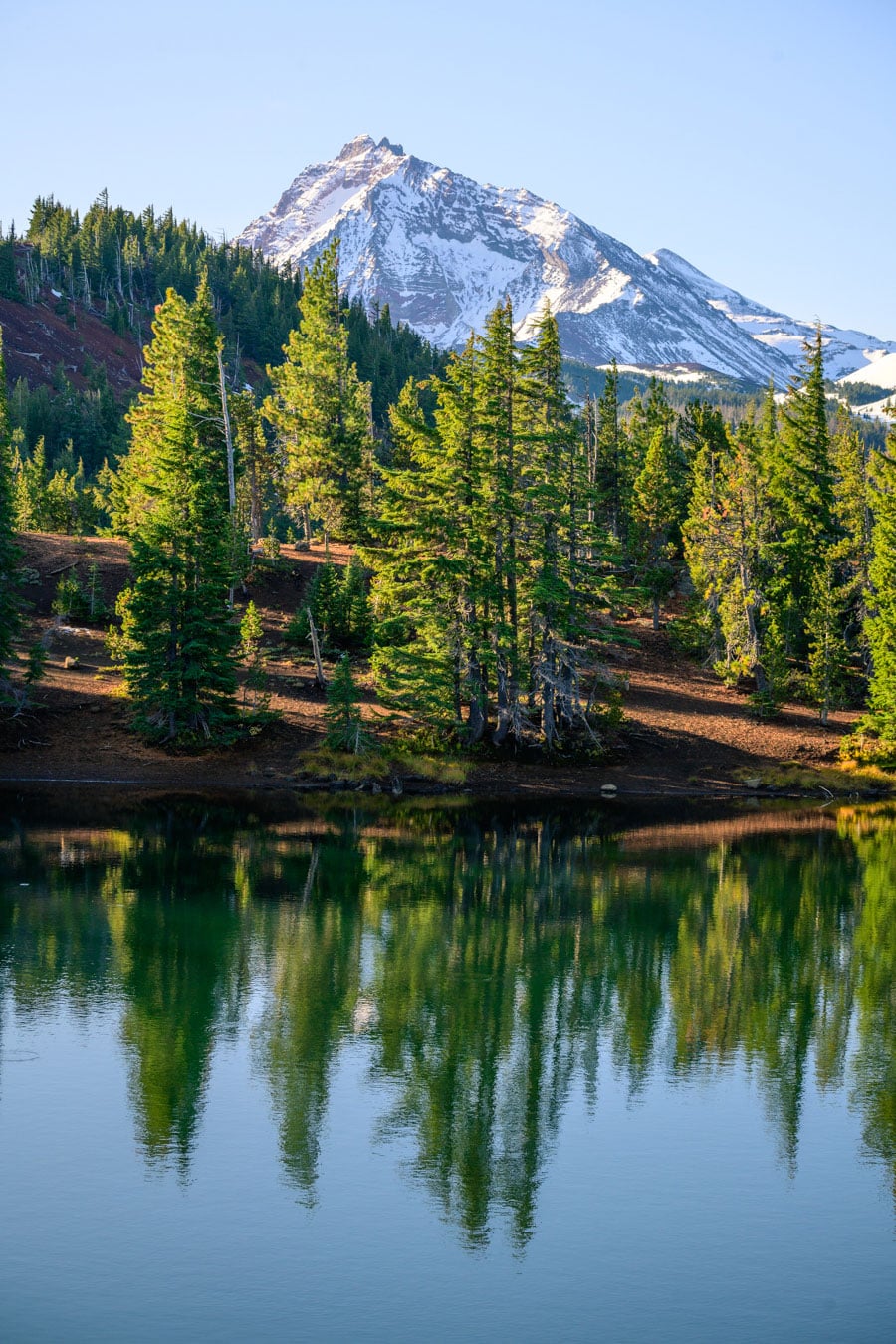 Mountain and lake in wilderness