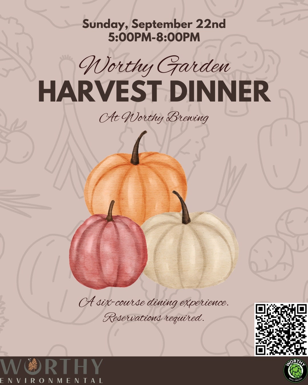 Poster for harvest dinner at Worthy Brewing