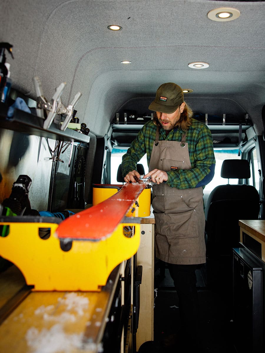 Ski waxed in van