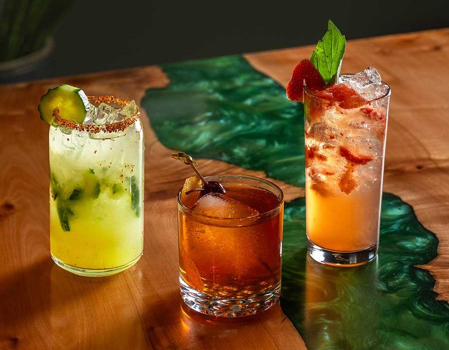 alcohol-free mocktails on table