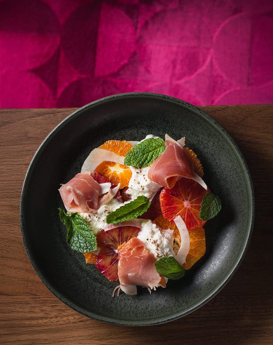 Citrus Burrata Prosciutto Salad at Dear Irene Bend