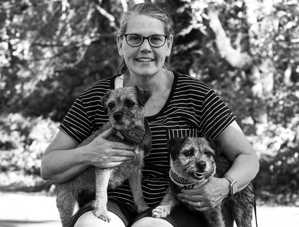 Heather Wingate with her dogs Bunny and Lily