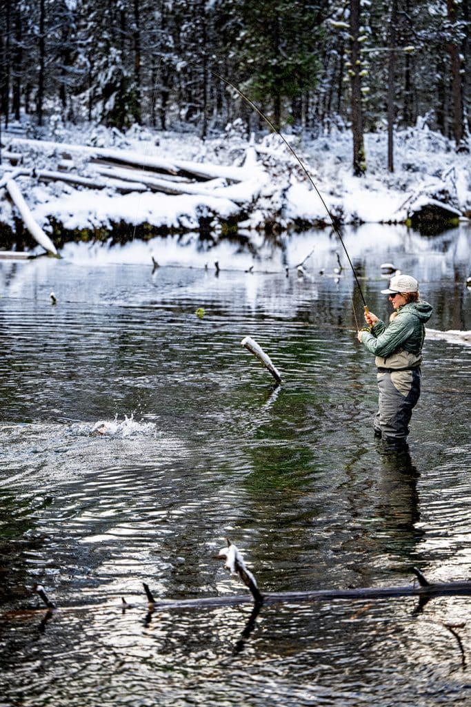Woman Winter Fishing at Fall River