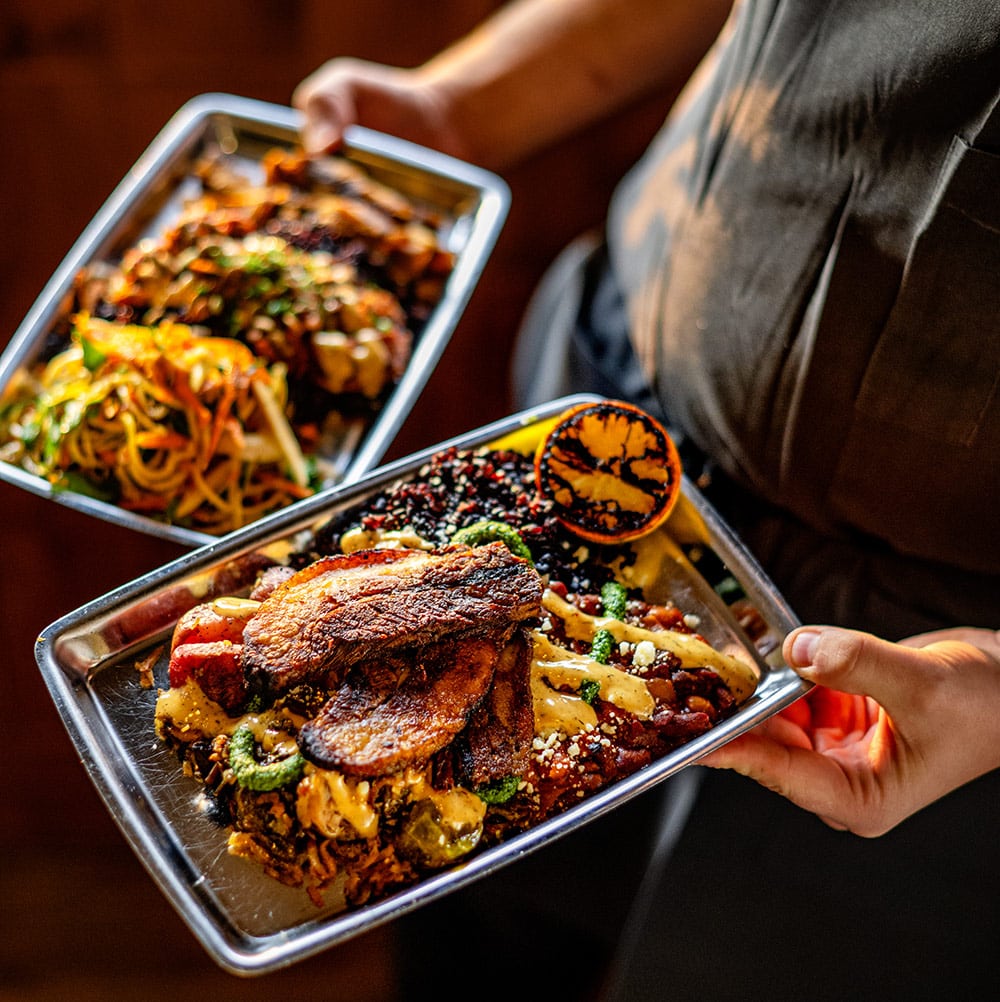 lunch trays at luckeys woodsman sisters