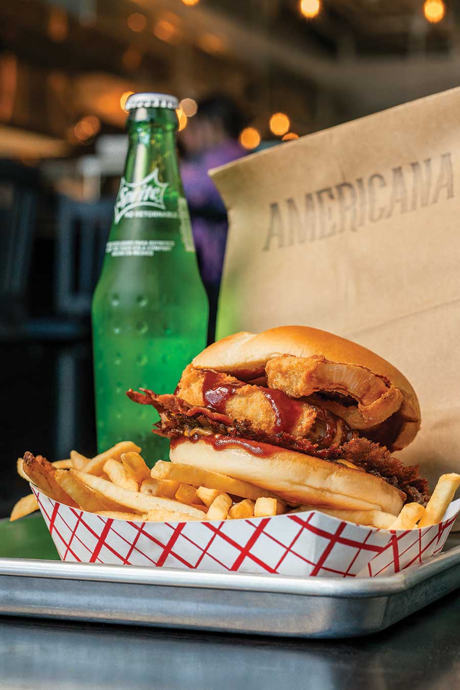 Americana burger and soda
