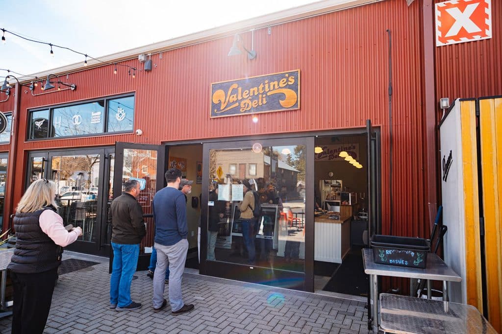 Lunch Bend Oregon Valentines Deli line out the door