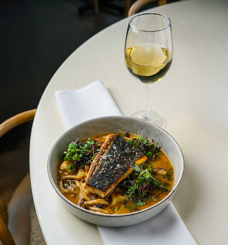 Halibut and wine from Hook and Plow
