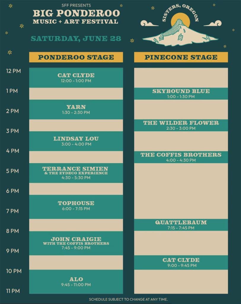 Saturday 2025 lineup Big Ponderoo