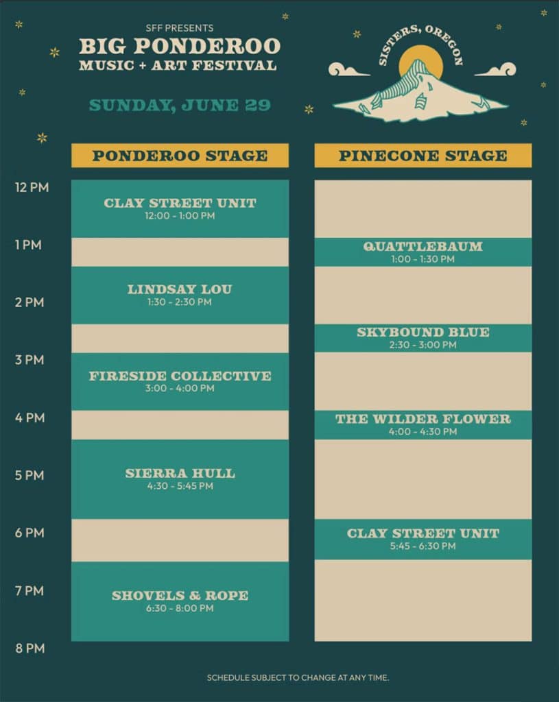 Sunday 2025 lineup Big Ponderoo