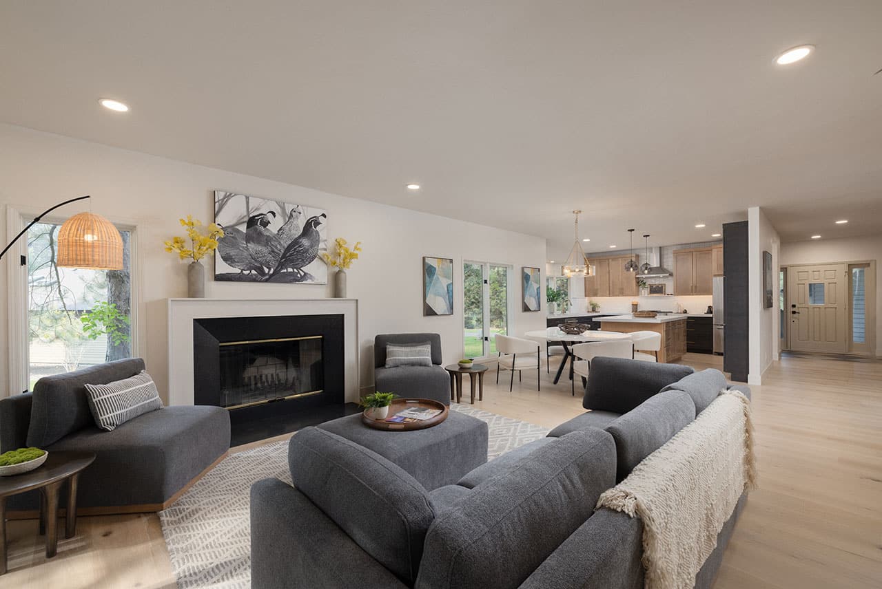 living room with fireplace
