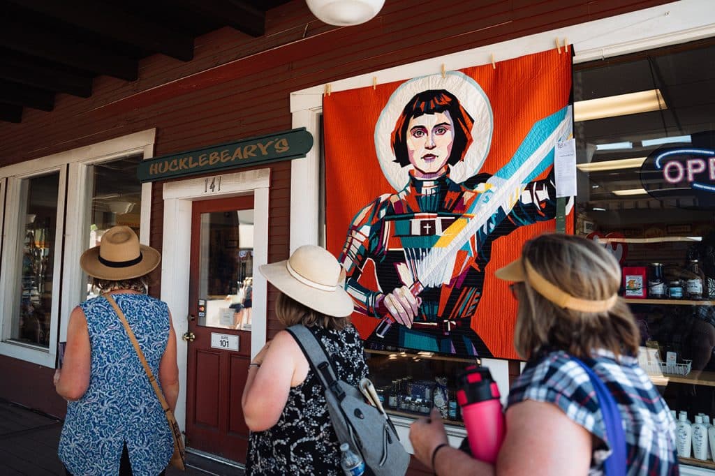 Close up of a quilt at Sisters Quilt Show