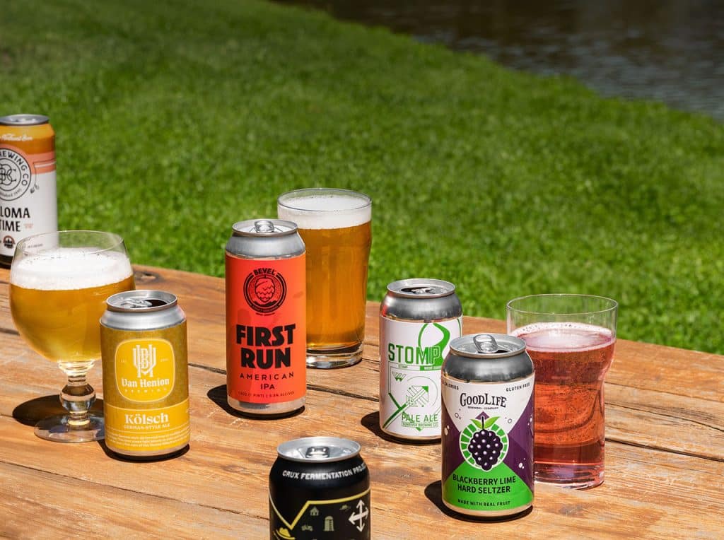 Various Bend beers on table