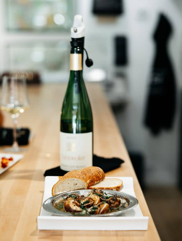 Escargot with wine at FERM & fare in downtown Bend