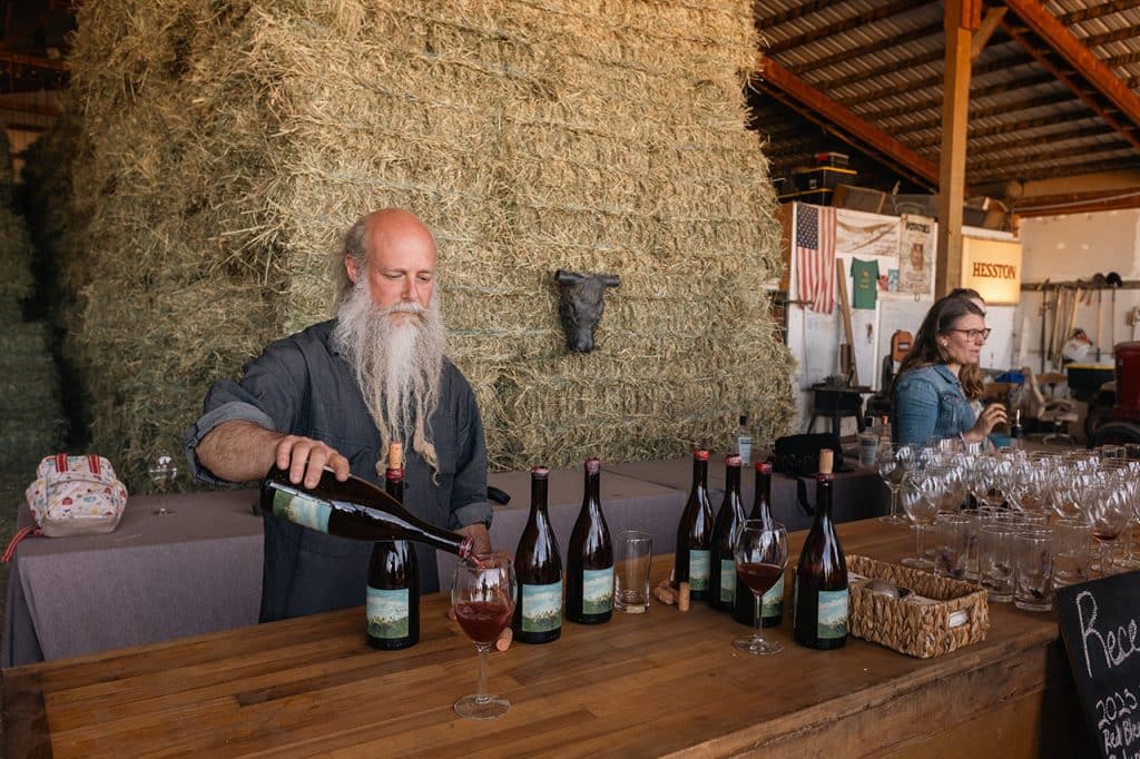 Hiyu Wine from Hood River being poured by owner Nate Ready