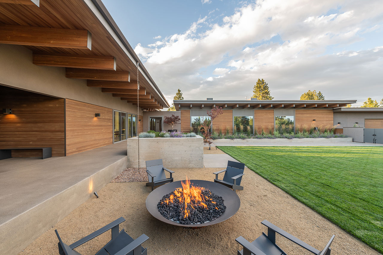 Firepit outside patio