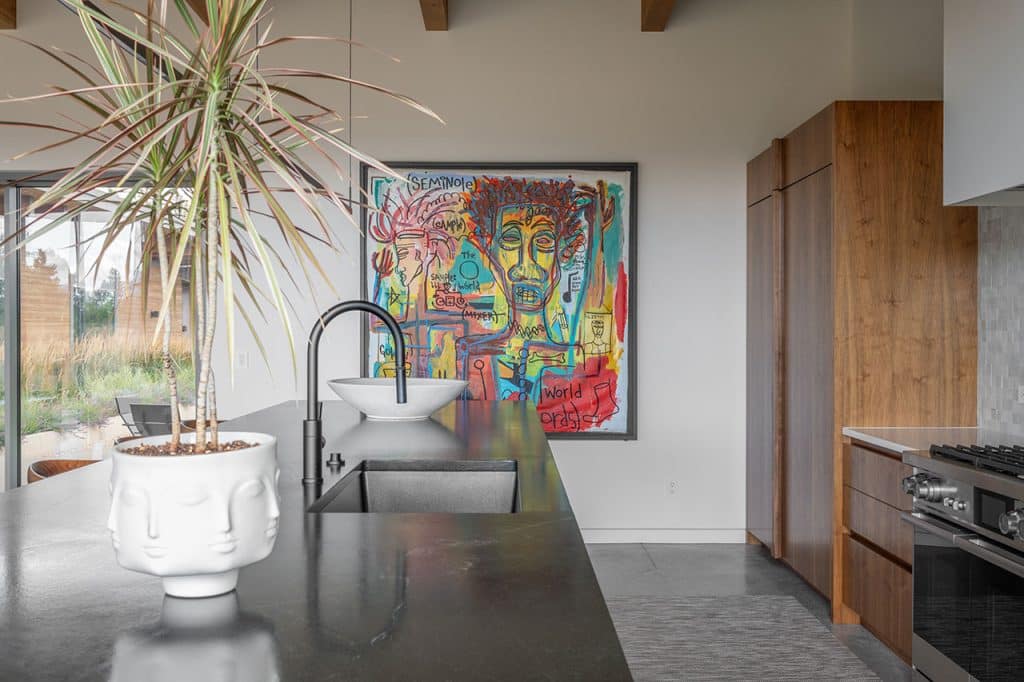 Interior kitchen with art