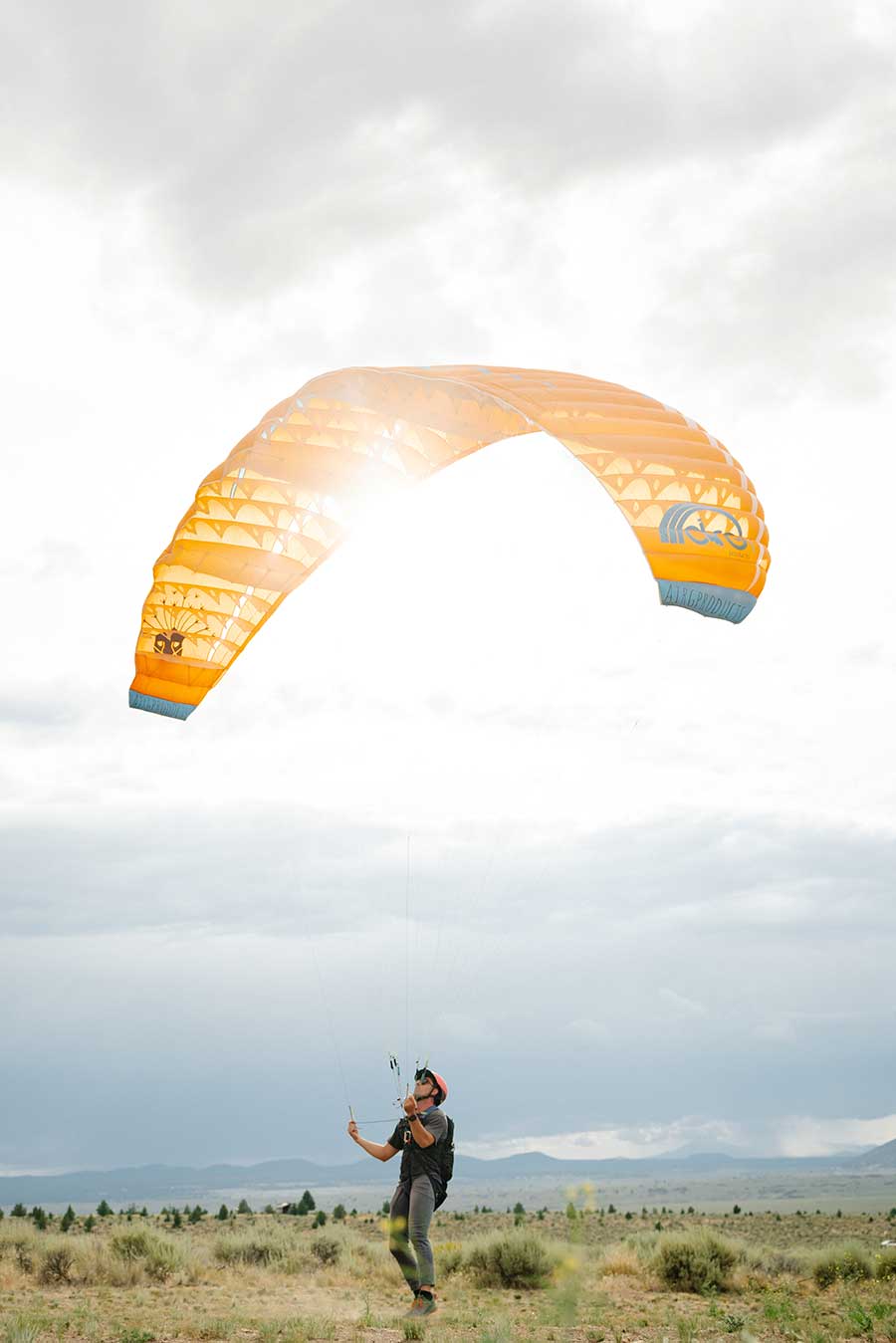 Paraglider prepares