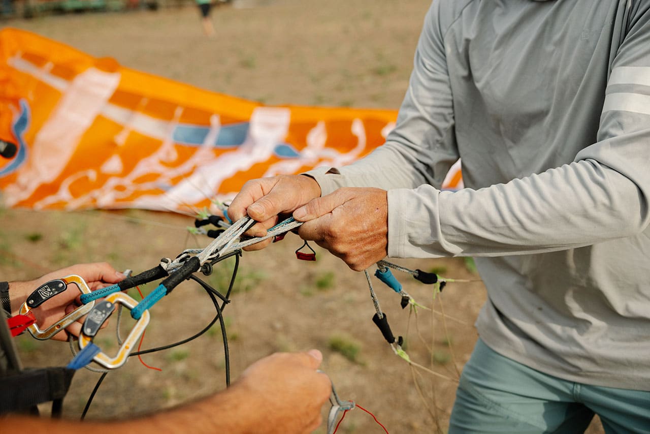 Paraglider prepares