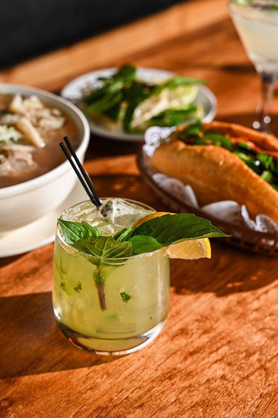 Pho 88 cocktail and sandwhich