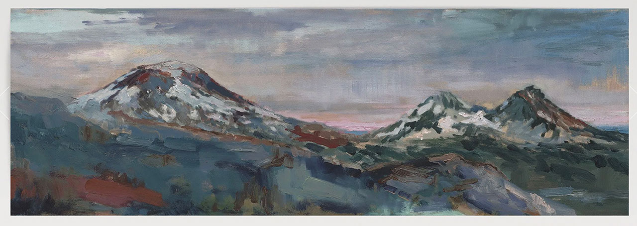 Jen McCaffrey painting of snowy mountains