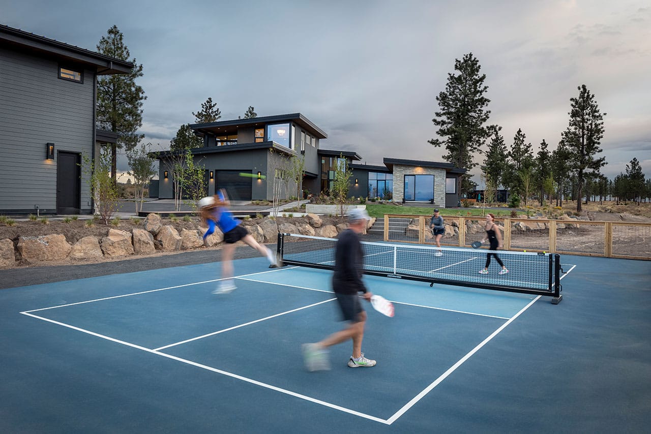 Likens Interior Design tennis court outside house