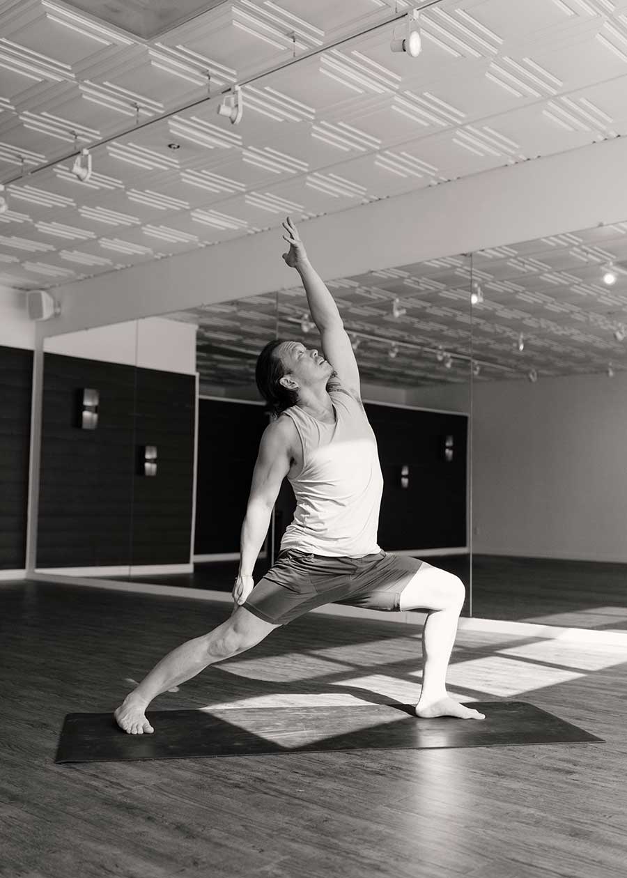 yoga pose on mat at yoga studio