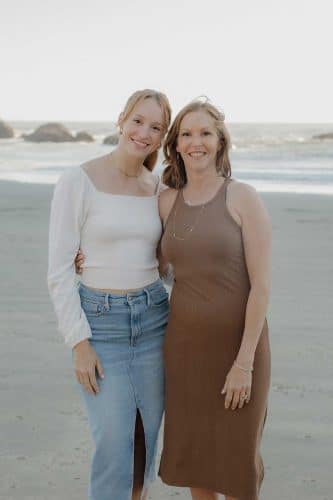 Laney Hayes and Lynnanne Likens on the beach