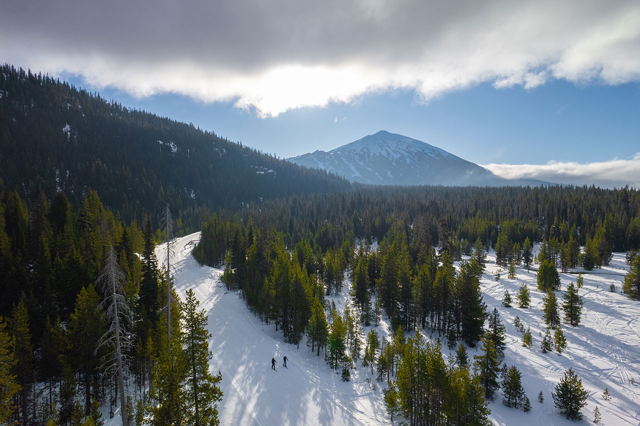 Elk lake resort aerial cross country skiing