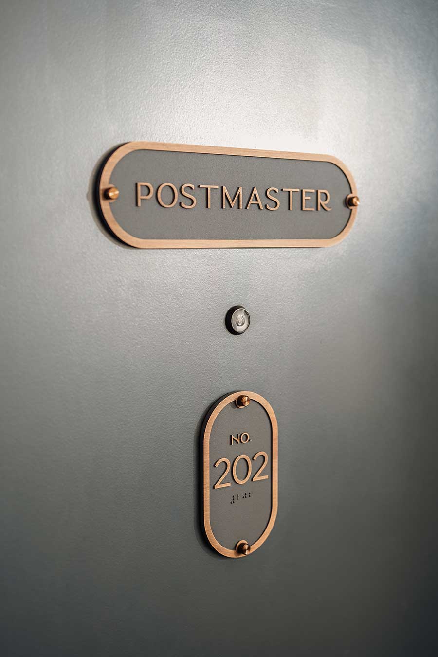 Door numbers and labels at The Westman