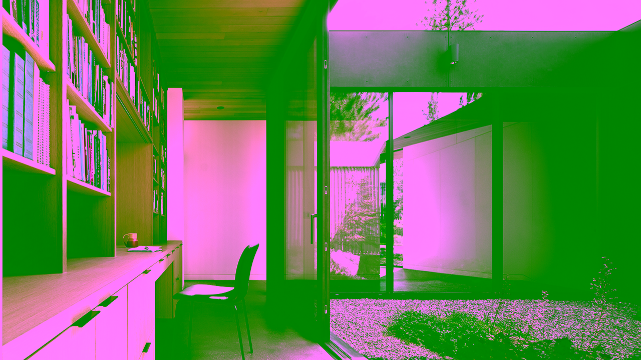 Private courtyard from the office at Bend residence