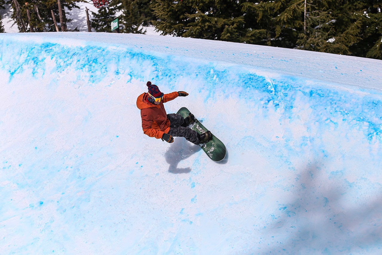 Gerry Lopez snowboarding the Big Wave Challenge at Mt. Bachelor