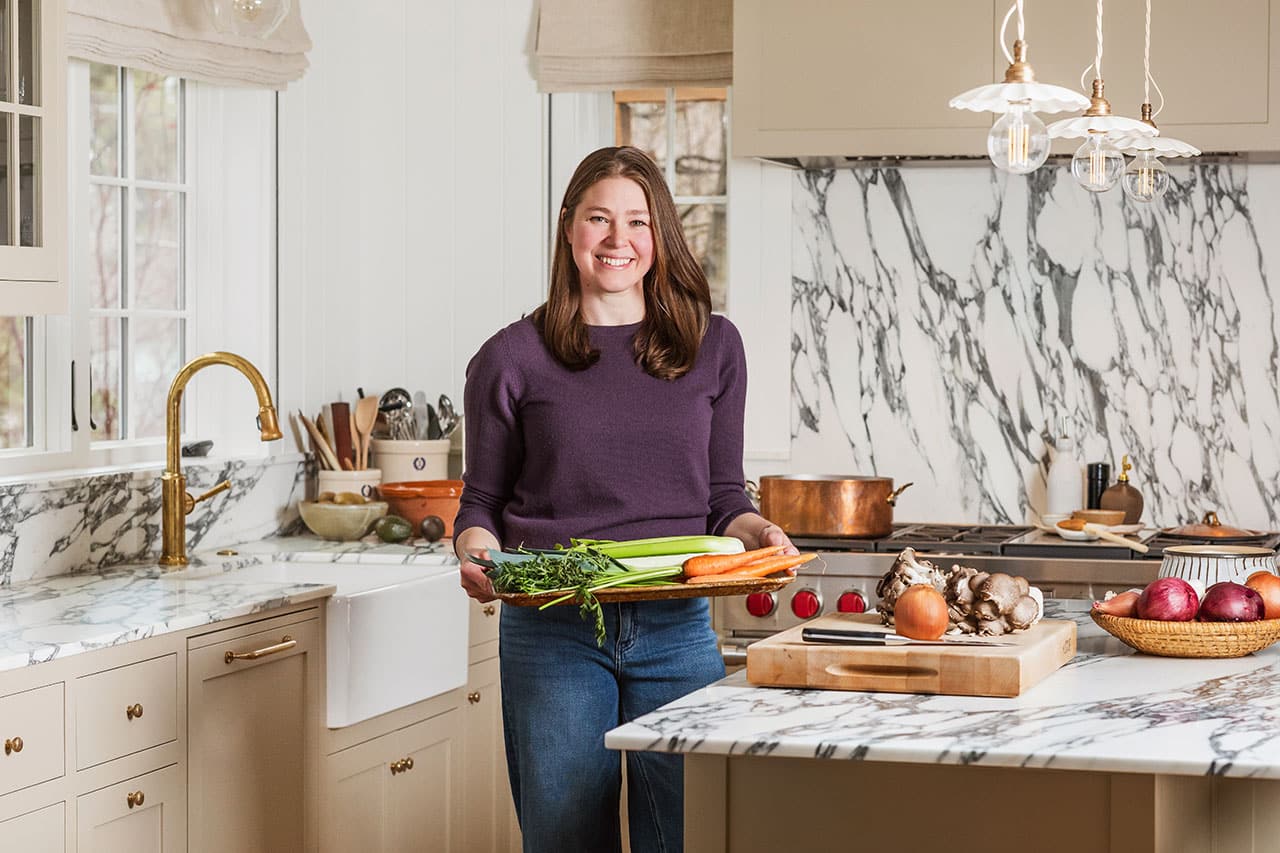 Laura Davidson in her Bend, Oregon kitchen testing recipes for A Beautiful Plate.