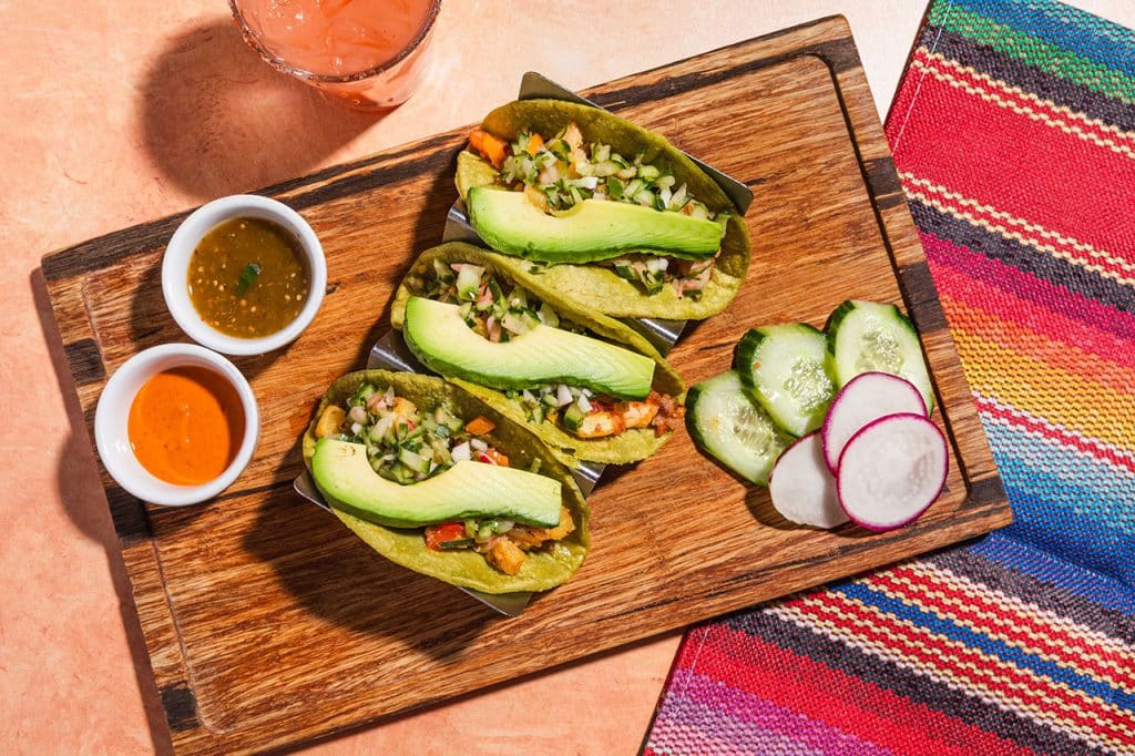 Tacos de camerón al mezcal Xalisco