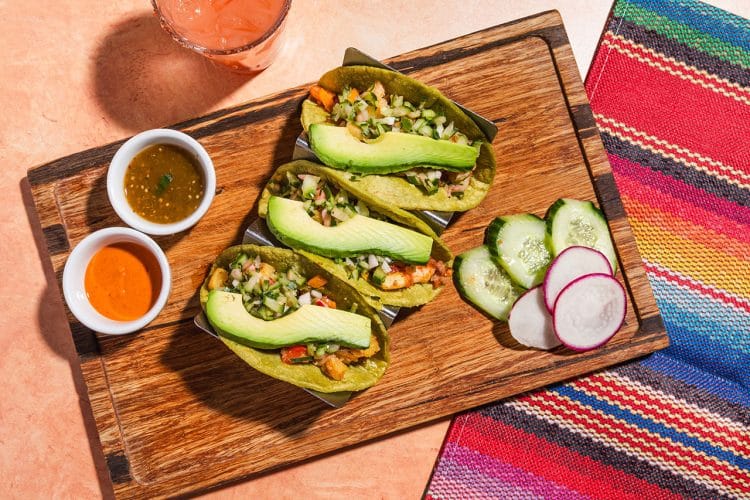 Tacos de camerón al mezcal Xalisco