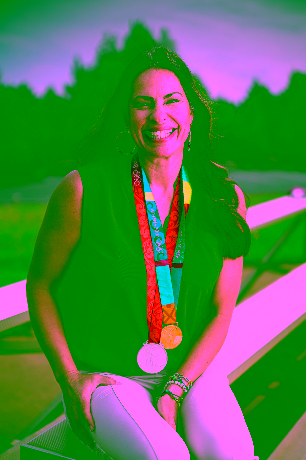 Jessica Mendoza with her Olympic medals