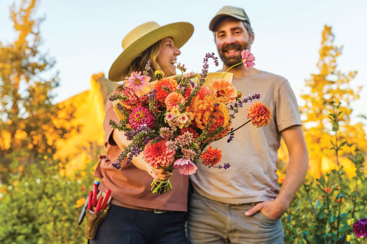 Eliza Eaton and her husband Rob, owners of Roots Wild Flowers
