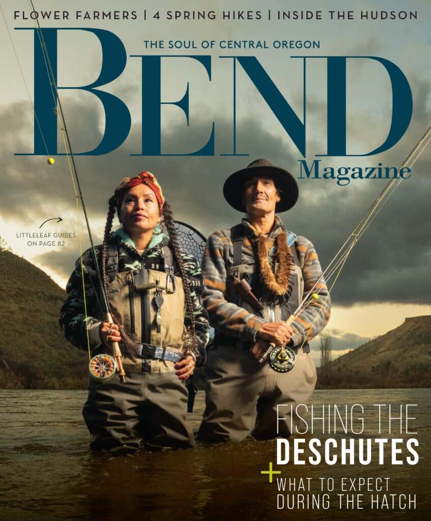 Fly fishing Littleleaf Guides on the cover of Bend Magazine