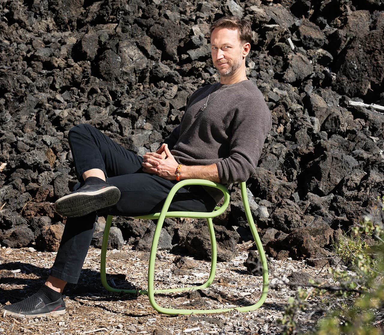 Jules Henry sitting in one of his fr33form chairs
