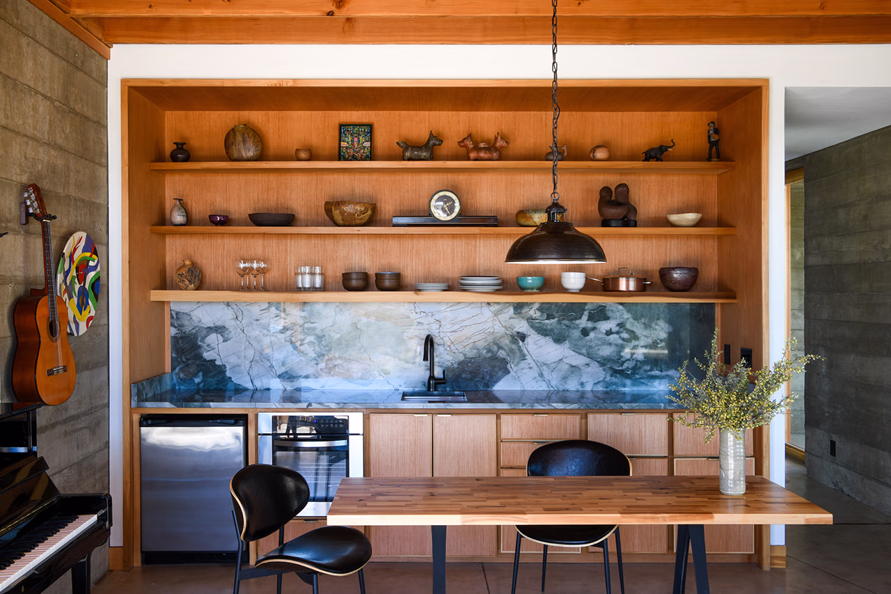 Inside a hand-build concrete home, kitchen