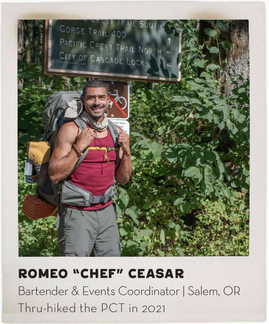 Romeo Chef Ceasar hiking the PCT Trail
