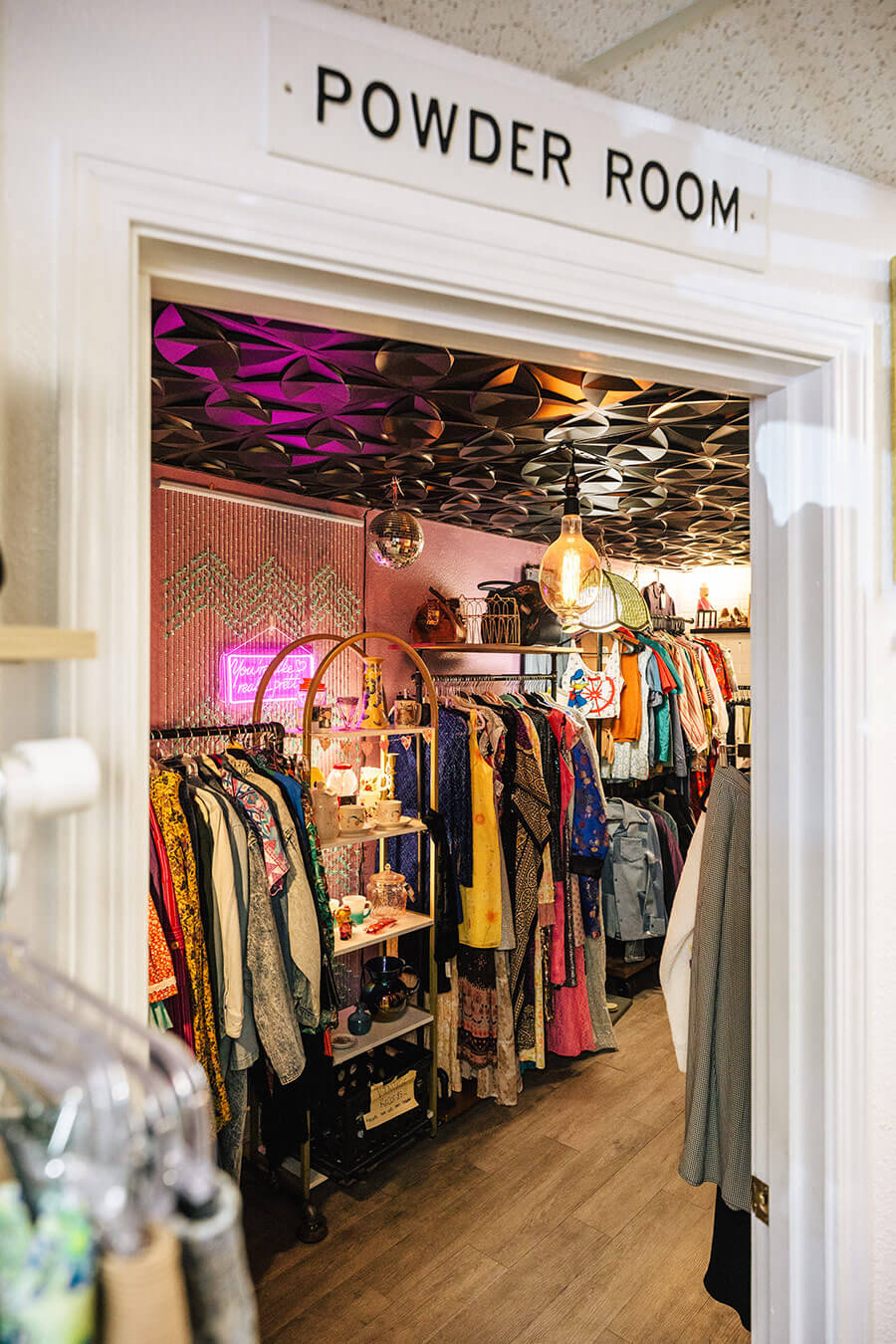 Walking into Good Bad Rad Vintage store