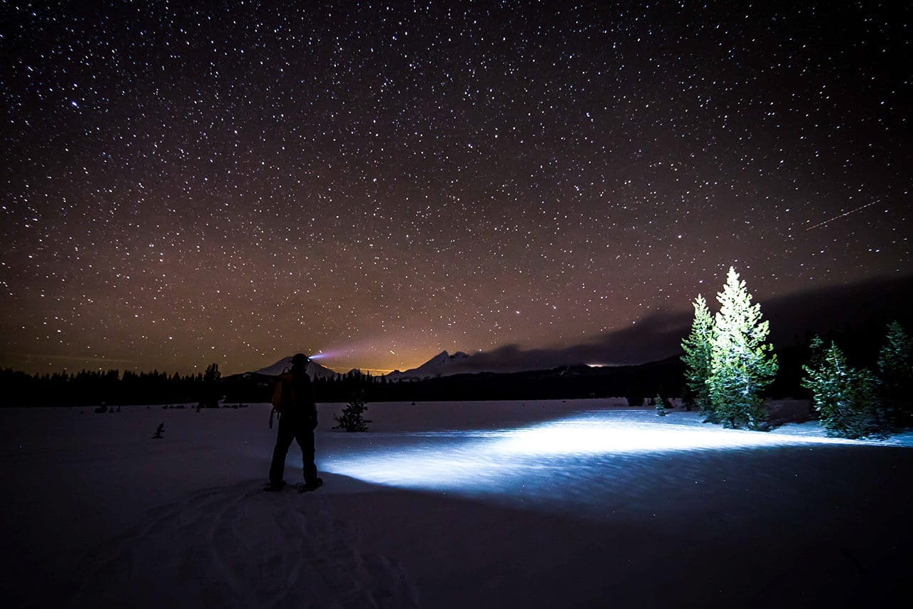 Snowshoe tour at night by Wanderlust Tours