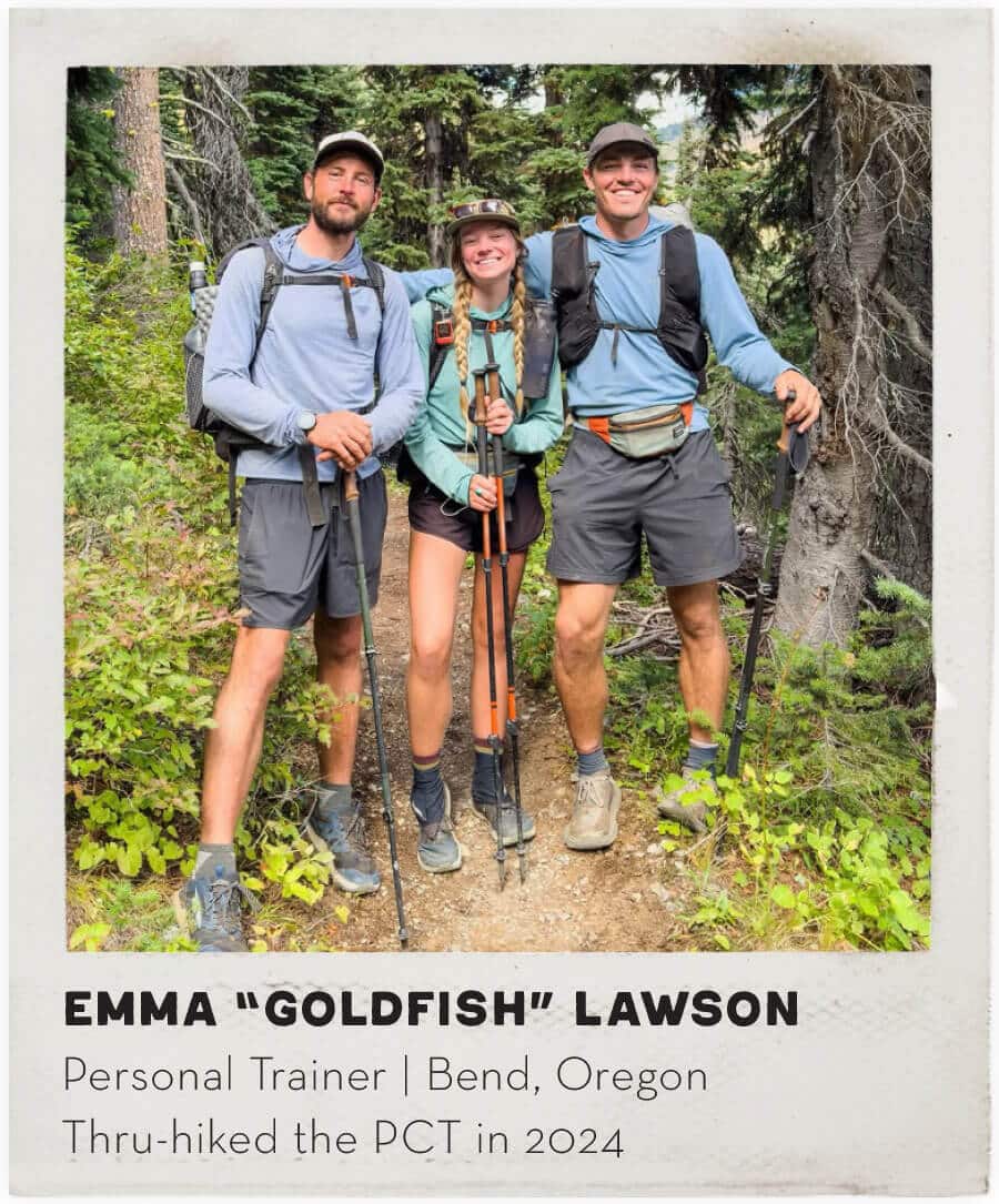 Emma Lawson on trail with friends and soon to be husband