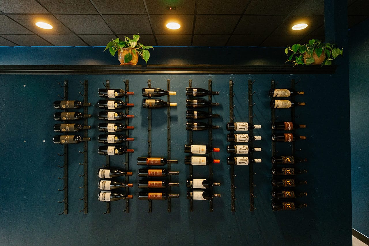 wine wall at rosemary and fox