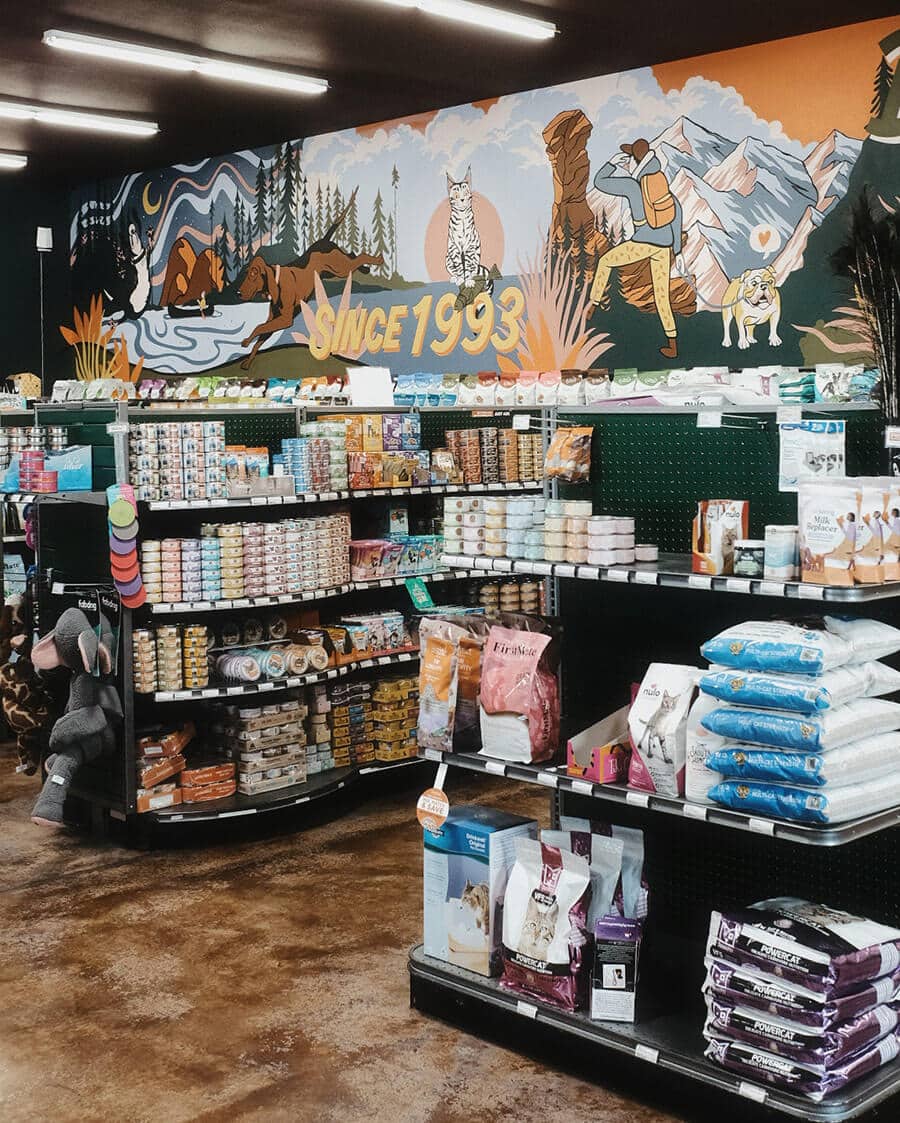 store shelves at Bend Pet Express