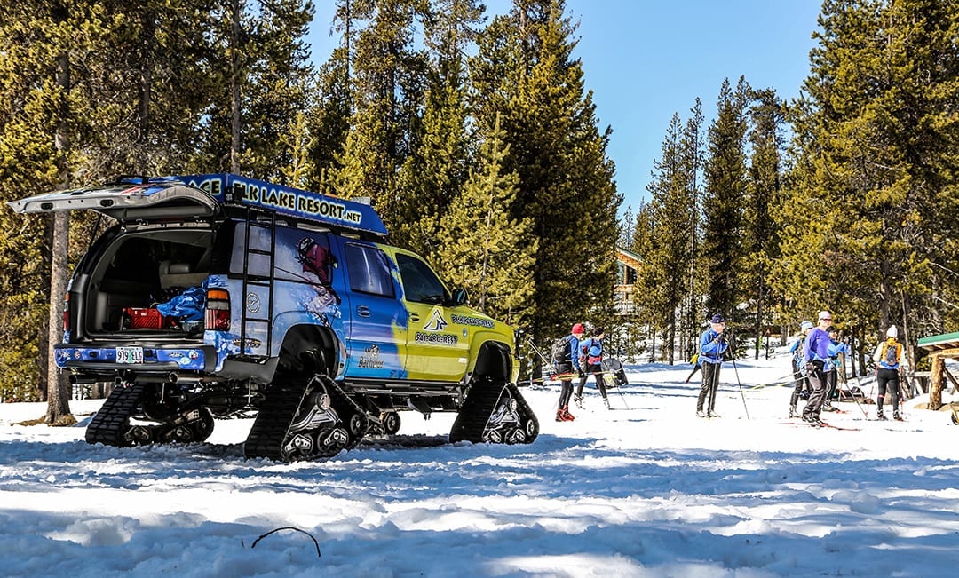 A winter getaway cross-country skiing at Elk Lake Resort near Bend, Oregon