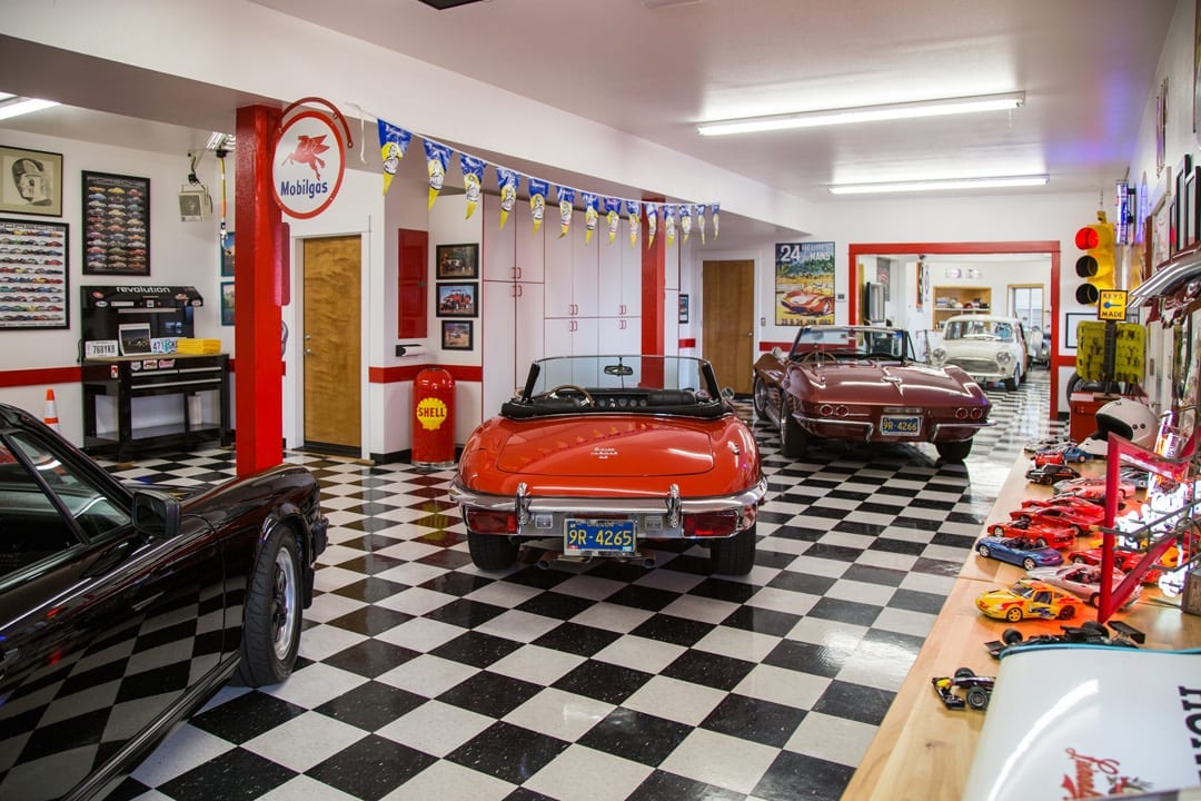 Dream garage filled with vintage cars in Bend, Oregon